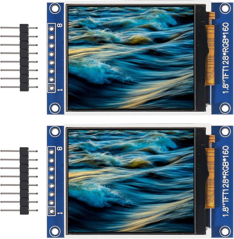 XIITIA 2pcs 1.8" SPI TFT LCD Display Module 128x160 RGB LCD Screen 3.3V ST7735 Drive SPI Interface 8pin Full Color for Arduino DIY - Image 1